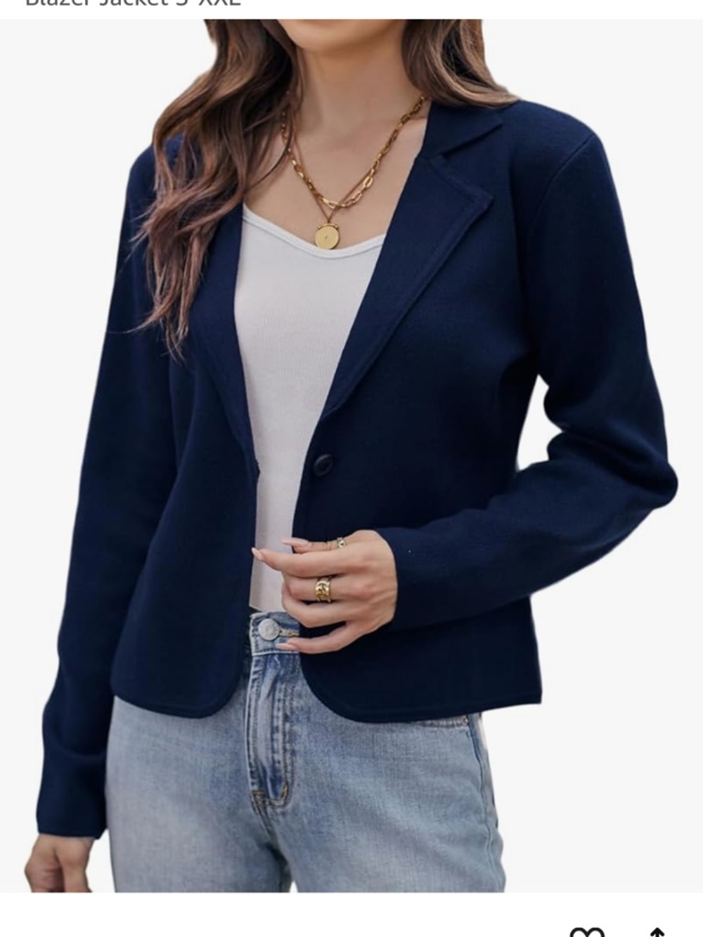 GRACE KARIN Women Sweater Blazer Cropped Cardigan, Royal Blue, Size XL